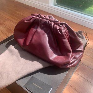 Bottega Veneta The Pouch Leather Burgundy Clutch Great Condition